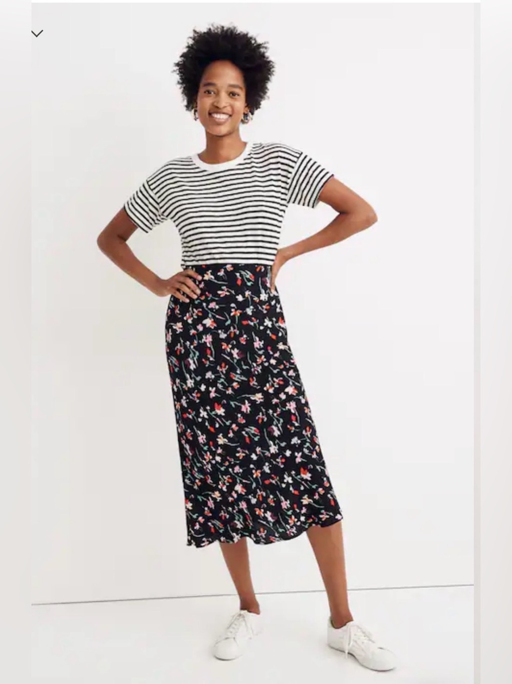 Madewell Midi Slip Skirt in Drifting Flowers size 4